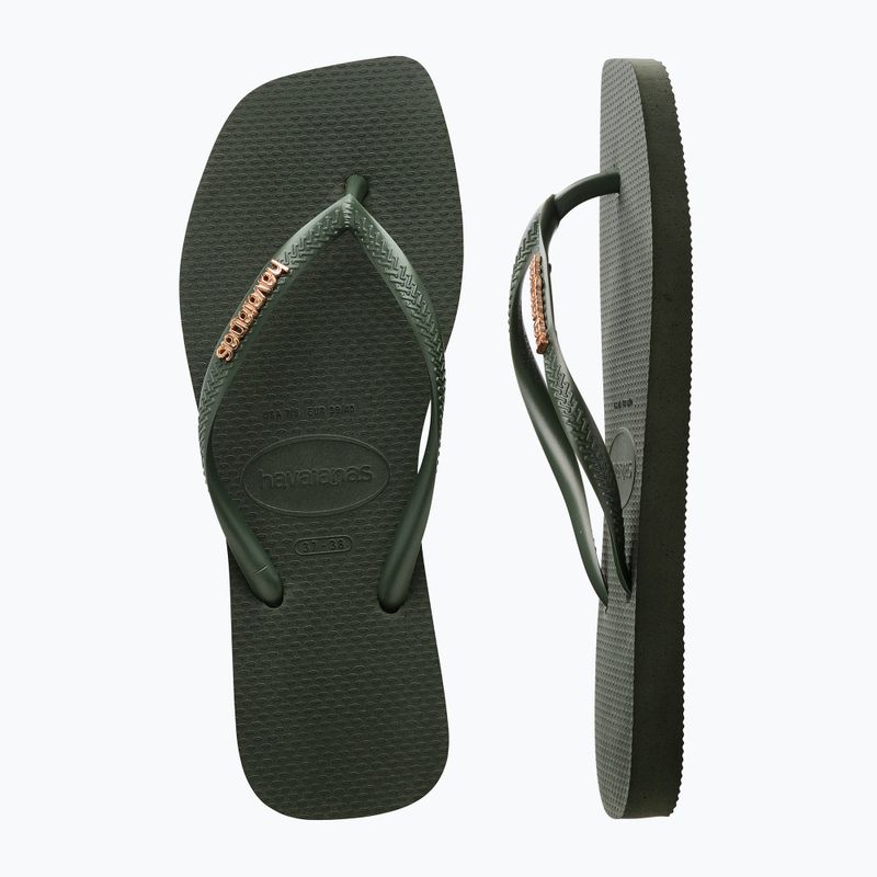 Damen Havaianas Square Logo Metallic grün oliv Flip Flops 11