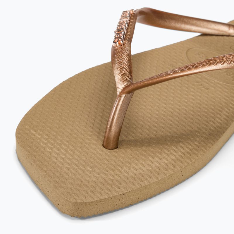 Damen Havaianas Square Logo Metallic rose gold / rose gold flip flops 7