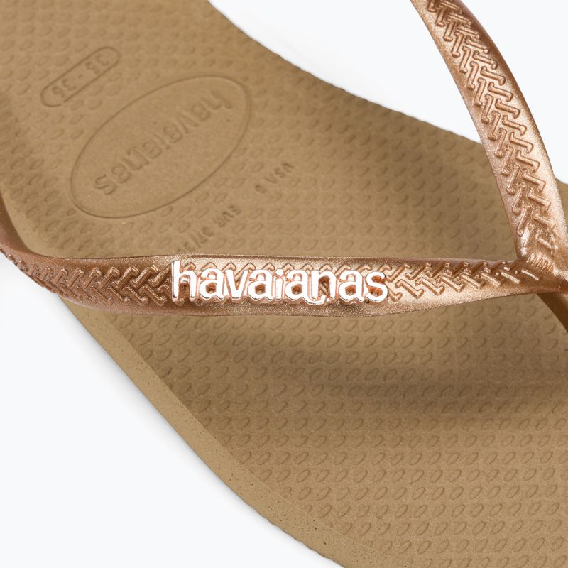 Damen Havaianas Square Logo Metallic rose gold / rose gold flip flops 8