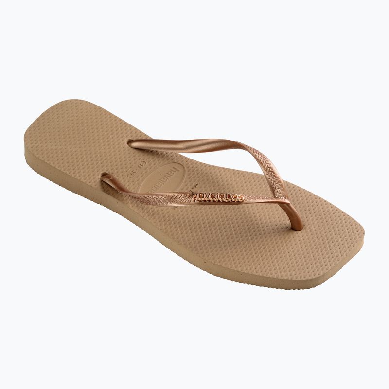 Damen Havaianas Square Logo Metallic rose gold / rose gold flip flops 9