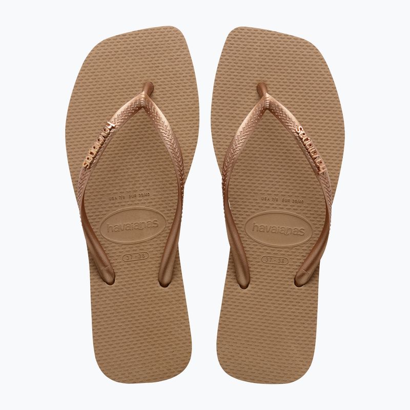 Damen Havaianas Square Logo Metallic rose gold / rose gold flip flops 11