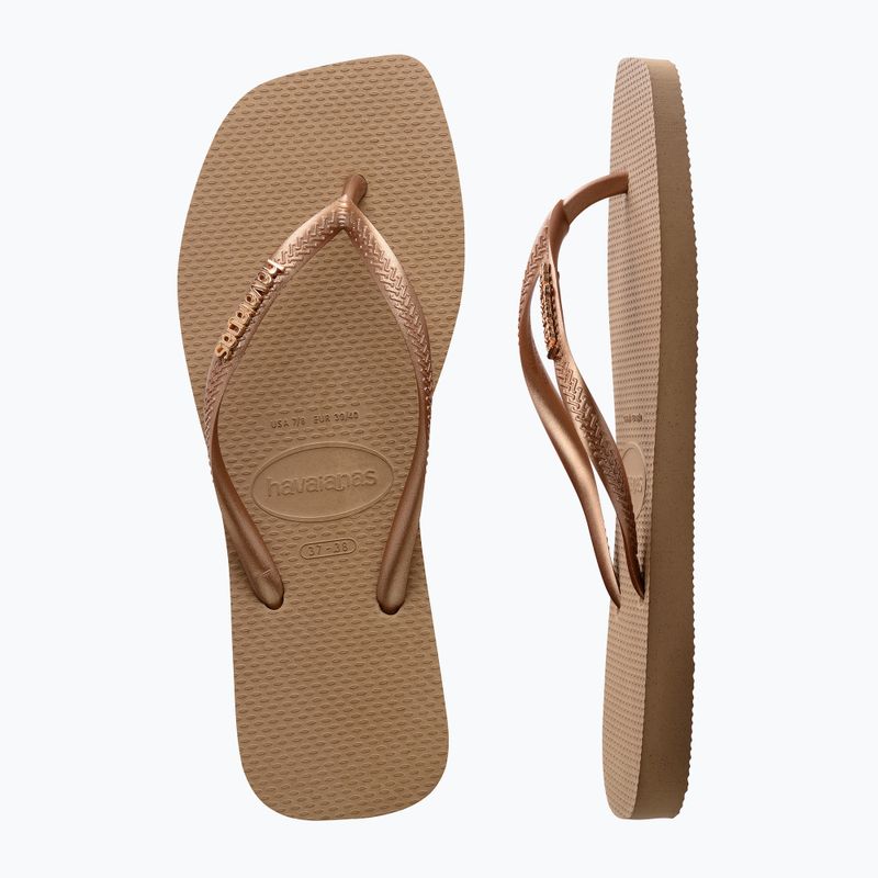 Damen Havaianas Square Logo Metallic rose gold / rose gold flip flops 12