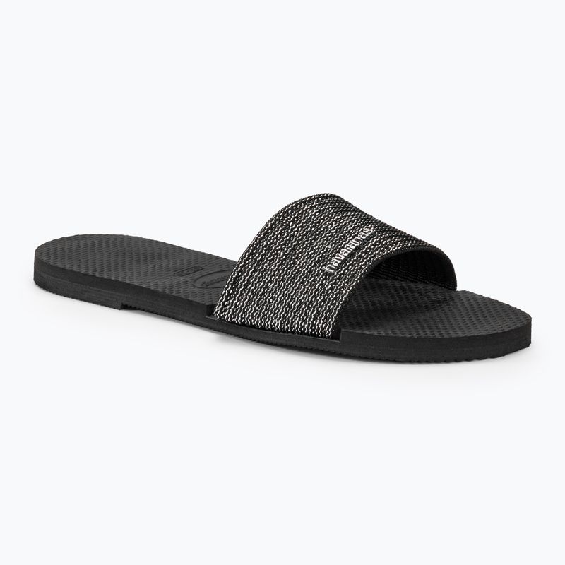 Damen-Flip-Flops Havaianas You Malta Metallic schwarz