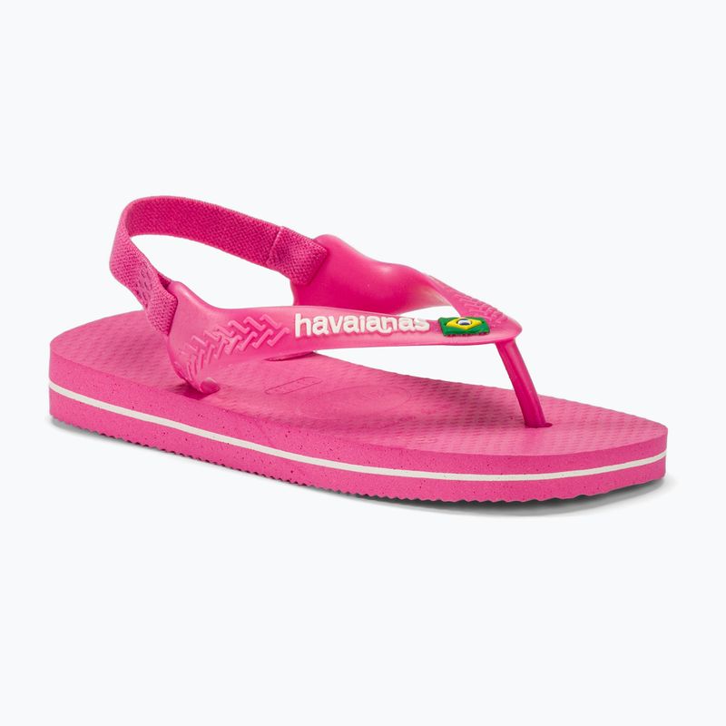 Havaianas Baby Brasil Logo II rosa flux / weiße Sandalen