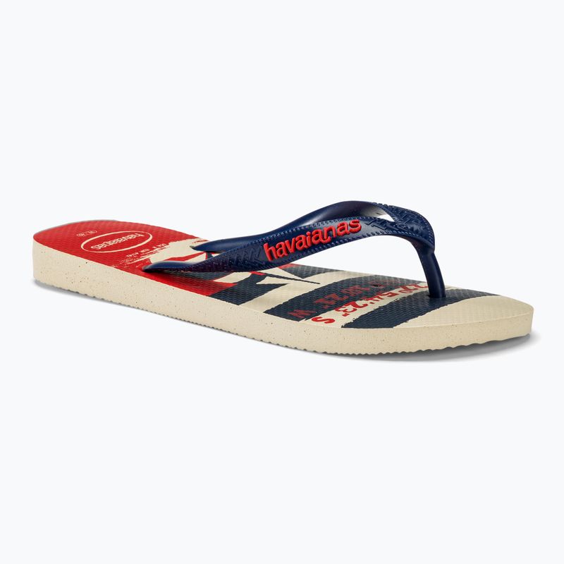 Havaianas Top Nautical Flip Flops beige Stroh / marineblau / rubinrot