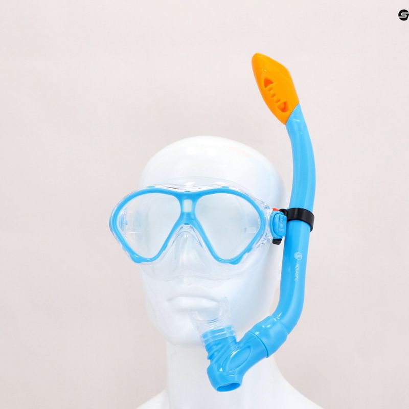 AQUASTIC Kinder-Schnorchelset Maske + Flossen + Schnorchel blau MSFK-01SN 25