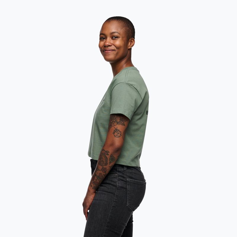 Frauen Black Diamond Faded Crop lorbeergrünes T-shirt 2