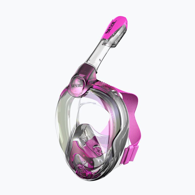 Vollgesichtsmaske zum Schnorcheln Kinder SEAC Magica black silicone/pink