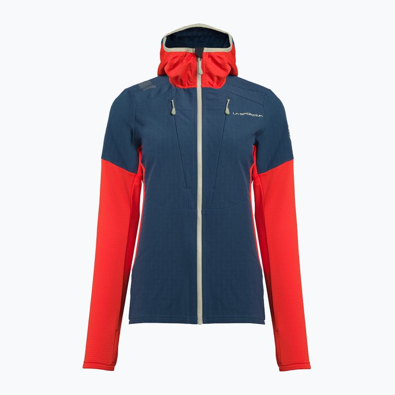 Women's La Sportiva Session Tech Hoody sturmblau/kirschtomatenfarbenes Trekking-Sweatshirt