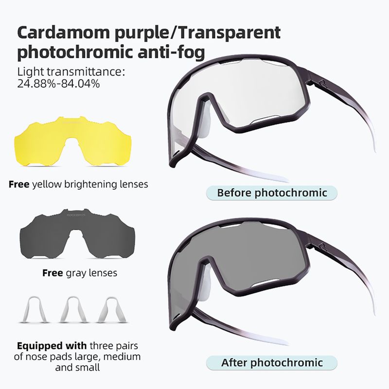 Sonnenbrille Rockbros 14210010 Photochromic purple/transparent/yellow/clear 2