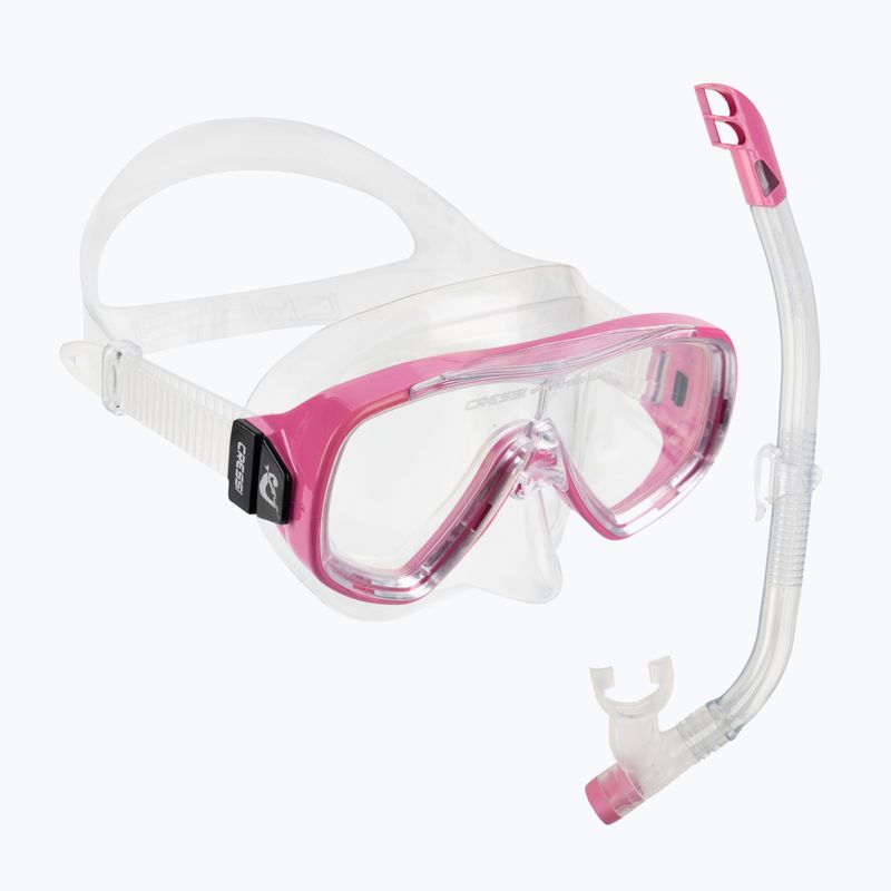 Cressi Ondina Kinder-Schnorchel-Set + Top-Maske + Schnorchel klar rosa DM11134