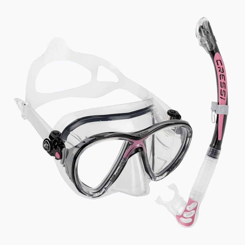 Cressi Big Eyes Evolution + Alpha Ultra Dry Tauchset schwarz/rosa