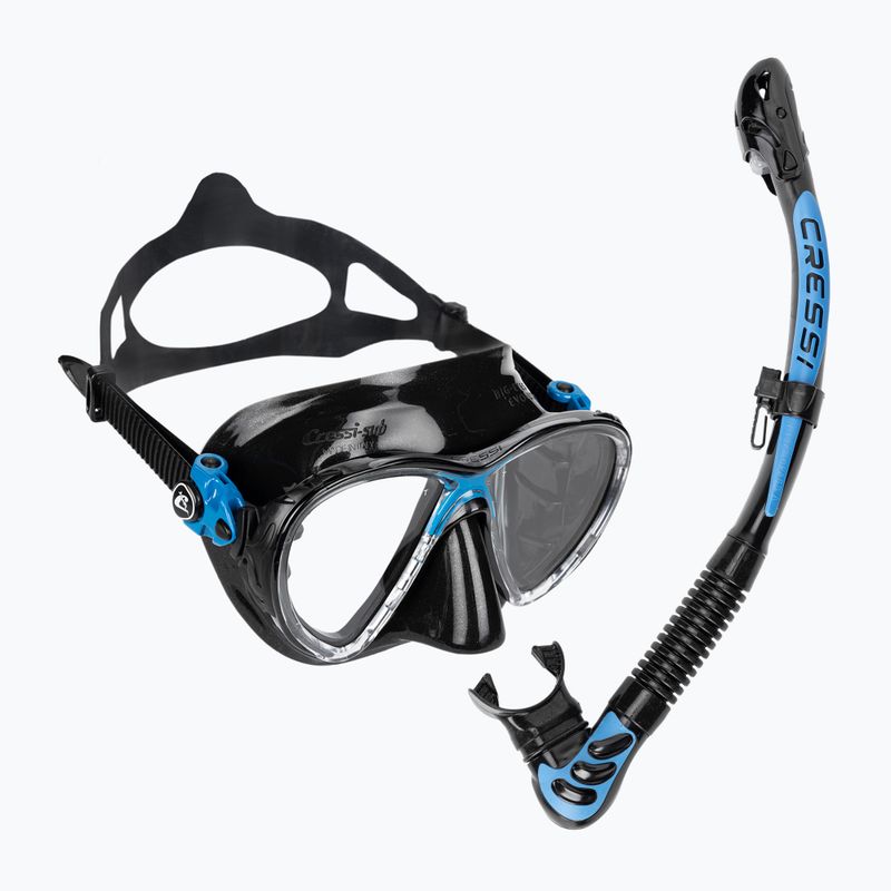 Cressi Big Eyes Evolution + Alpha Ultra Dry Tauchset schwarz/blau