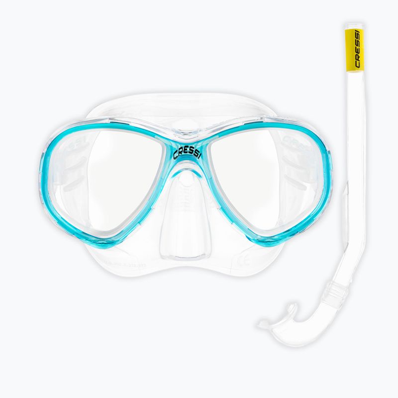 Schnorchelset Kinder Cressi Perla Jr + Minigringo clear/aquamarine 2