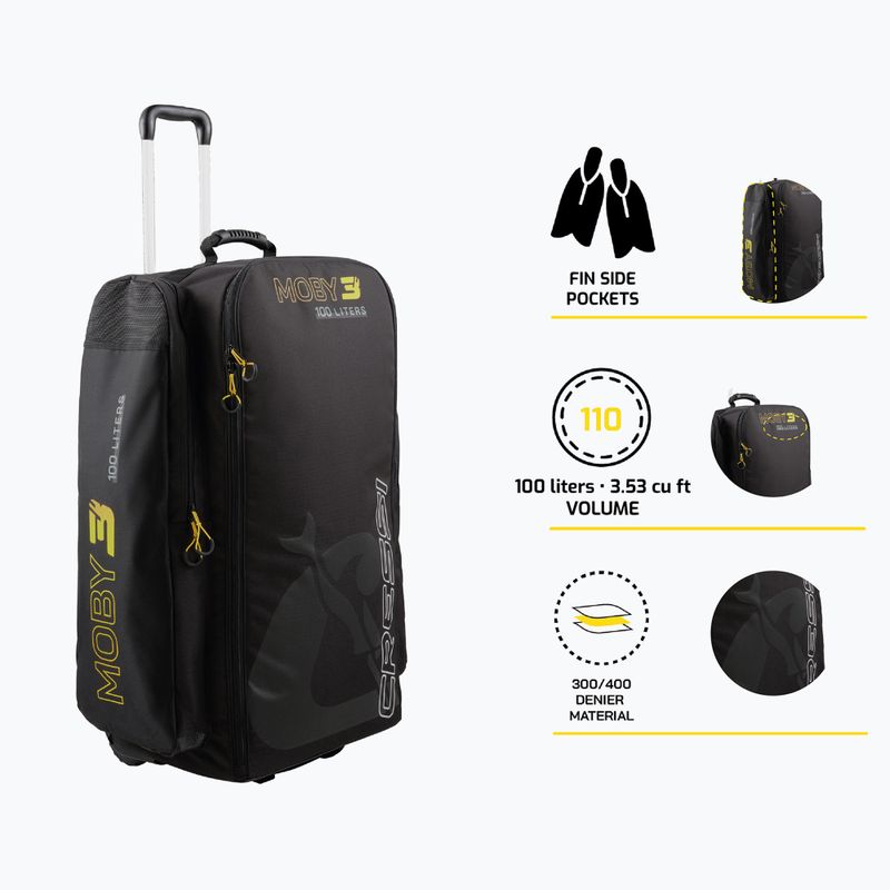 Cressi Moby 3 100 l Reisetasche schwarz/gelb 7