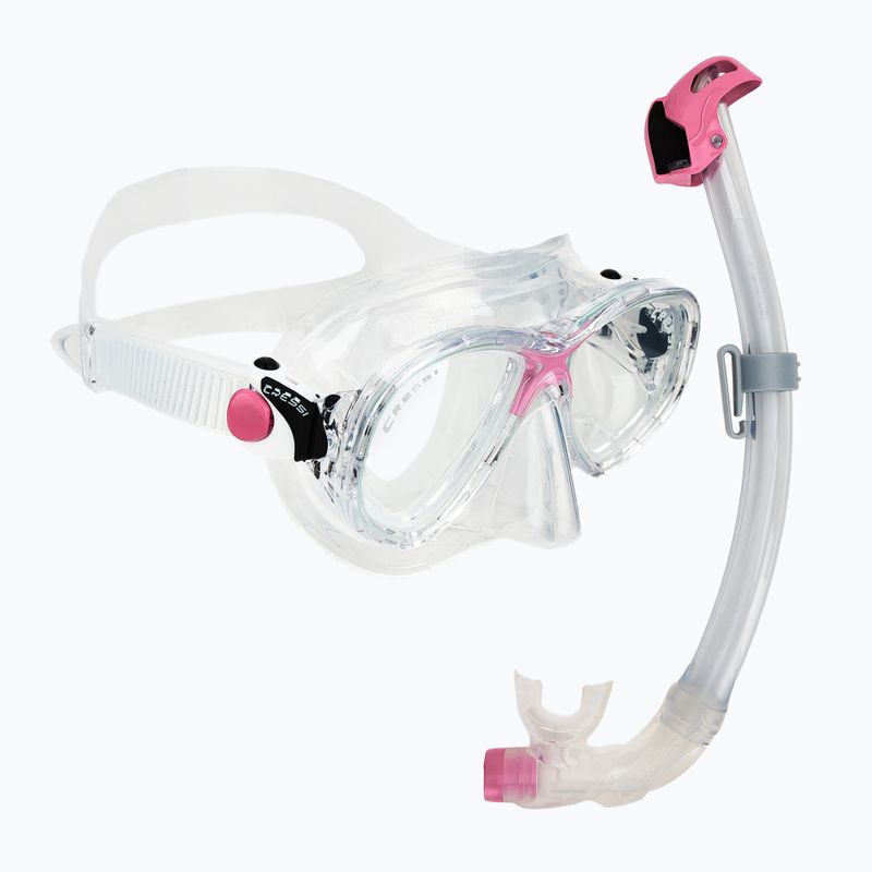 Cressi Marea + Seal Dry Jr Tauchset klar/rosa