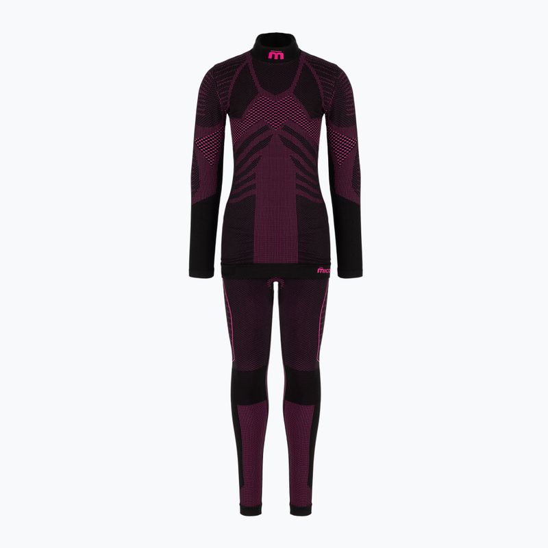 Damen Thermounterwäsche Mico Extra Dry Kit schwarz-rosa BX2826