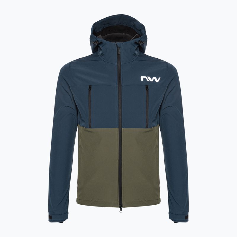 Herren Northwave Easy Out Softshell tiefblau / waldgrün Fahrradjacke