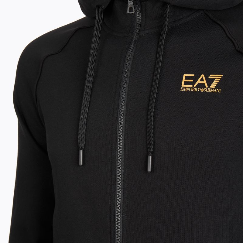 Herren Emporio Armani EA7 Zug Logo Serie Extended Logo Hoodie Fz schwarz / gold 3