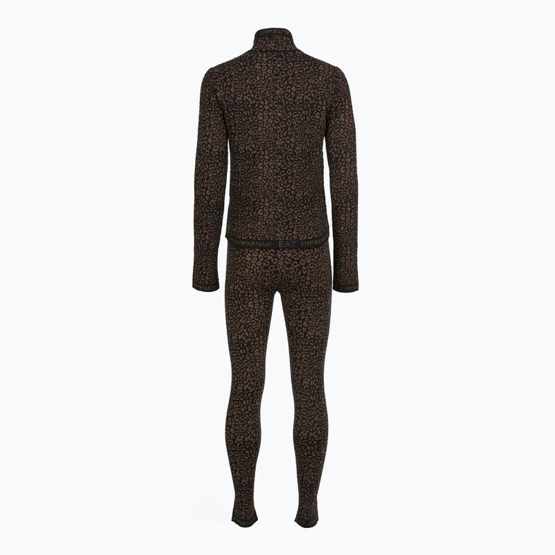 EA7 Emporio Armani Ski Jacquard Gestricktes ausgefallenes braunes animalisches Thermo-Unterwäsche-Set 2