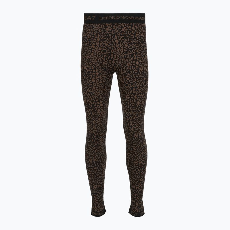 EA7 Emporio Armani Ski Jacquard Gestricktes ausgefallenes braunes animalisches Thermo-Unterwäsche-Set 7