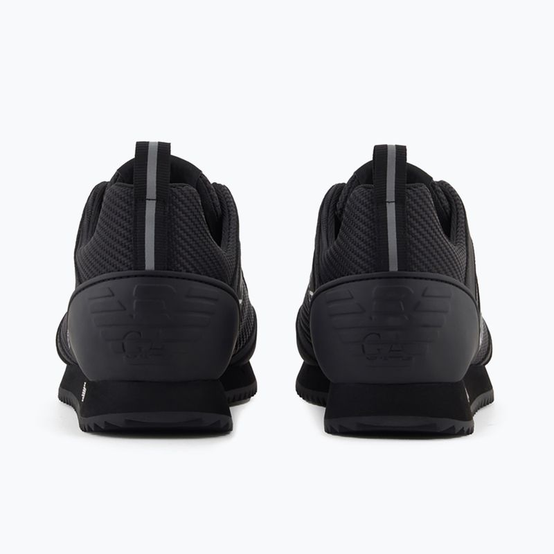 EA7 Emporio Armani Schwarz & Weiß Carbon dreifach schwarz / Silber Logo Schuhe 10