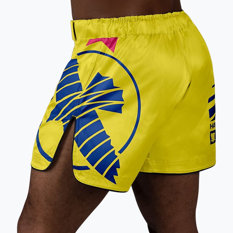 Herren Hayabusa Icon Mid-Thigh MMA Trainingsshorts gelb/blau 3
