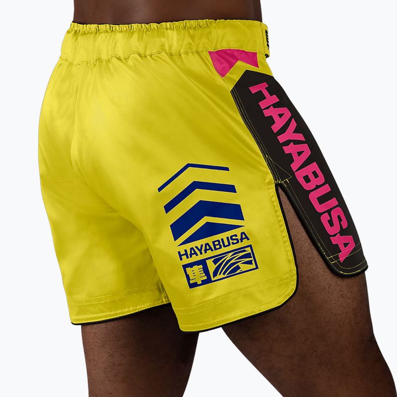 Herren Hayabusa Icon Mid-Thigh MMA Trainingsshorts gelb/blau 4