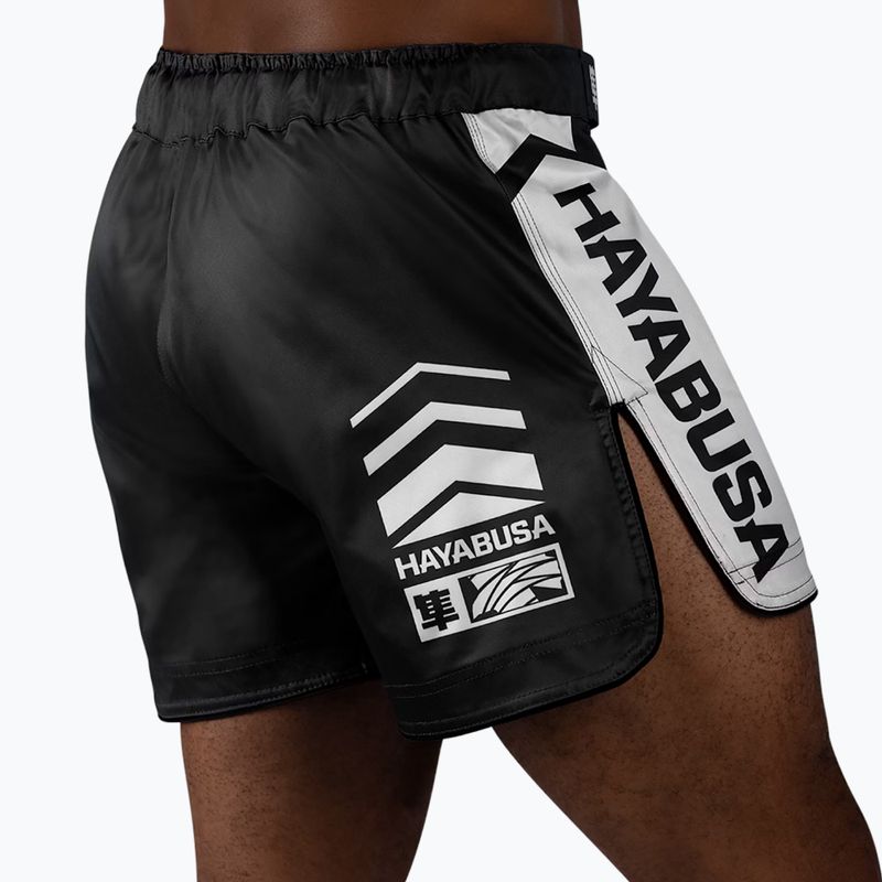 Herren Hayabusa Icon Mid-Thigh MMA Trainingsshorts schwarz/weiß 3