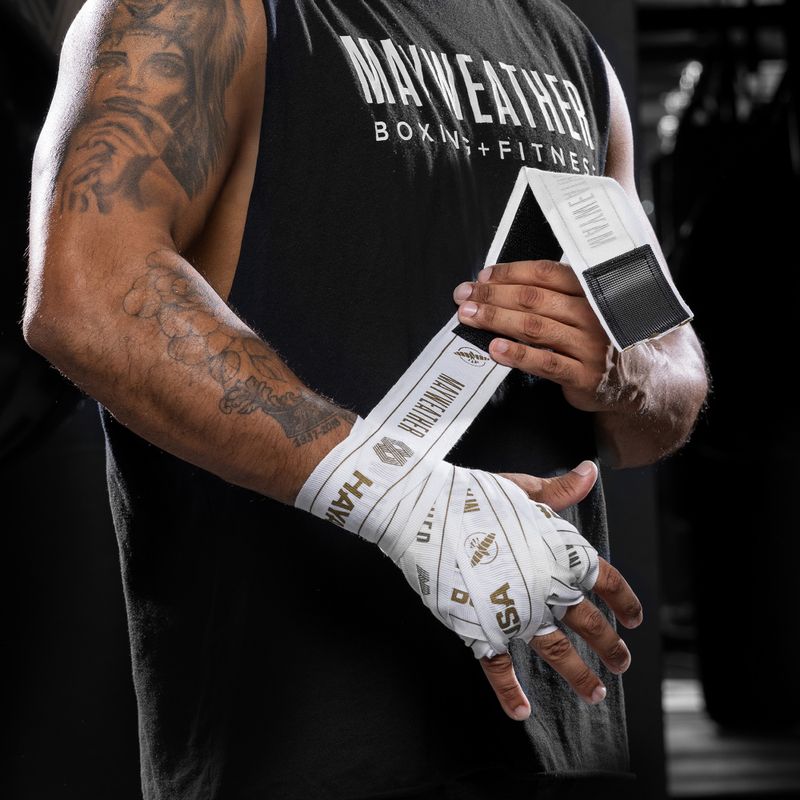 Boxbandagen Hayabusa Mayweather Stretch Hand Wraps 450 cm white/gold 6