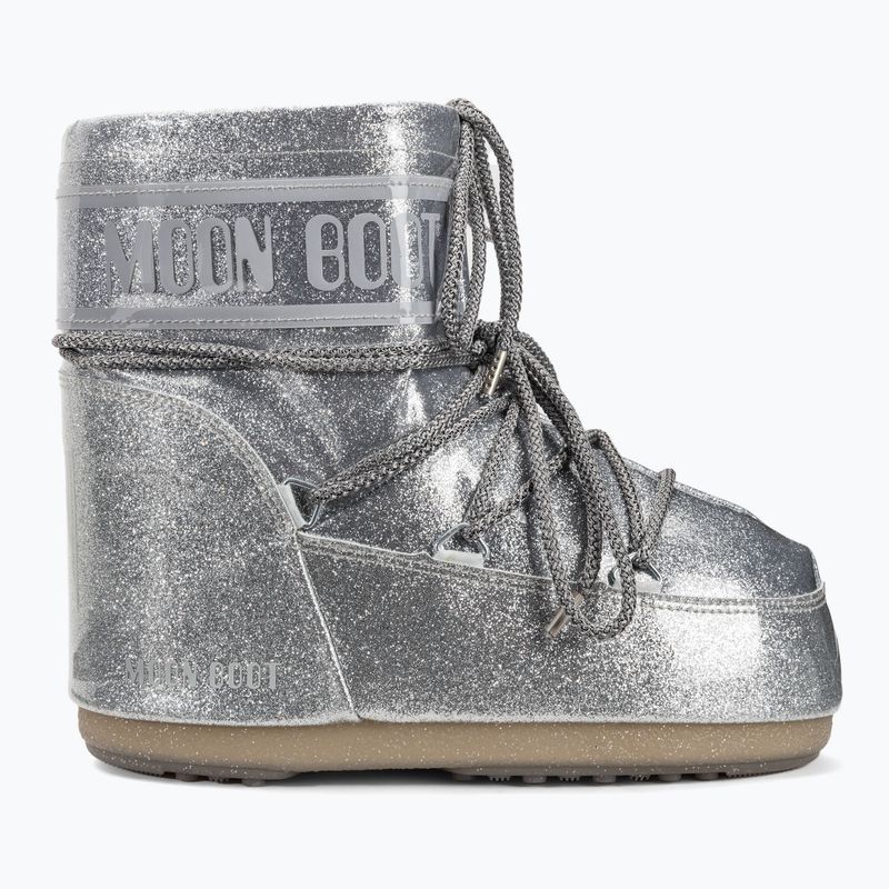 Damen Moon Boot Icon Low Glitter silberne Schneestiefel 2
