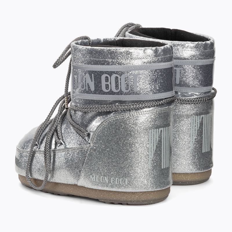 Damen Moon Boot Icon Low Glitter silberne Schneestiefel 3