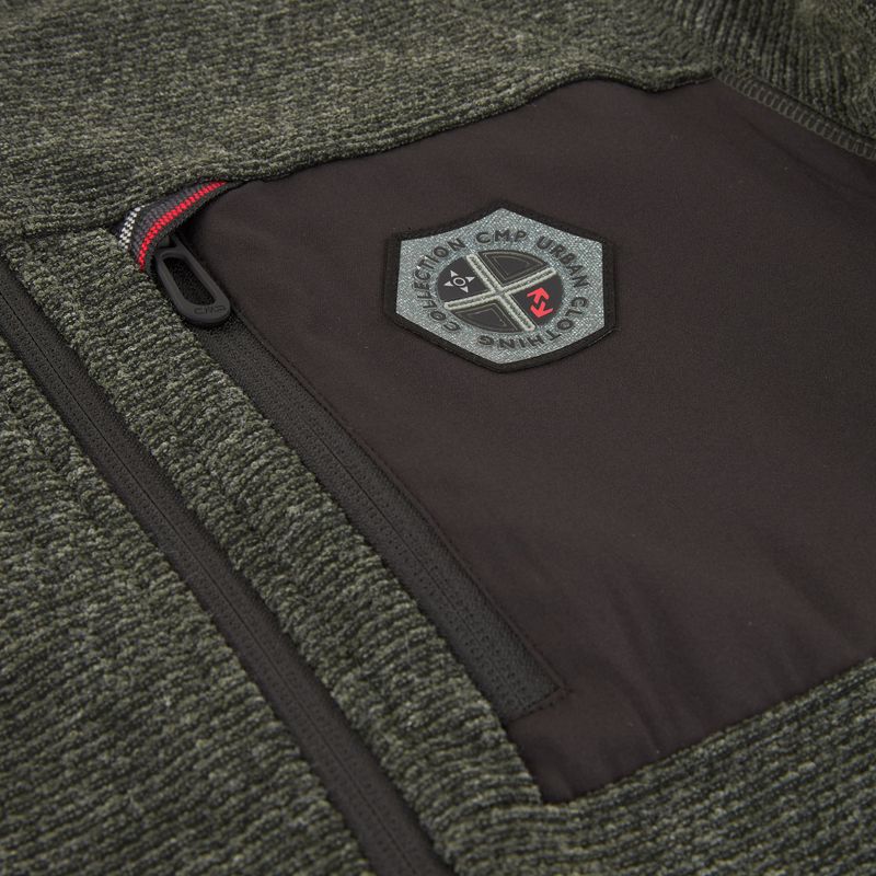 Fleece Hoodie Sweatshirt Herren CMP 35H3907 Melange Knitted forest melange/nero/ferrari 4