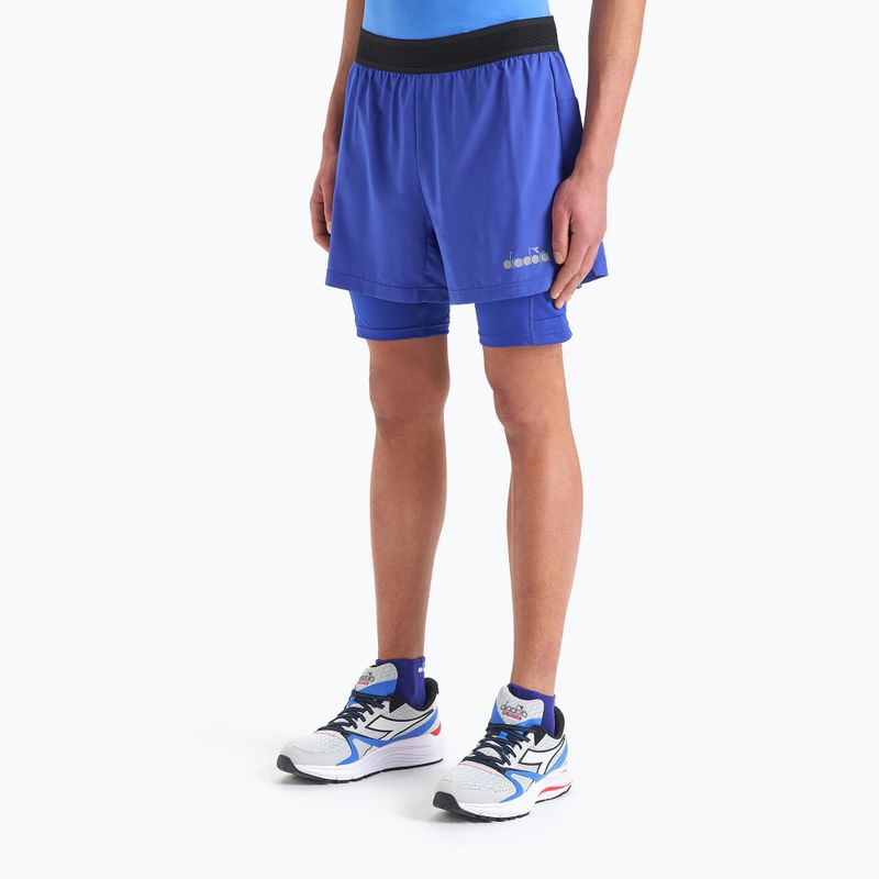Herren Diadora Double Layer Bermuda Be One Laufshorts blau DD-102.179162-60050