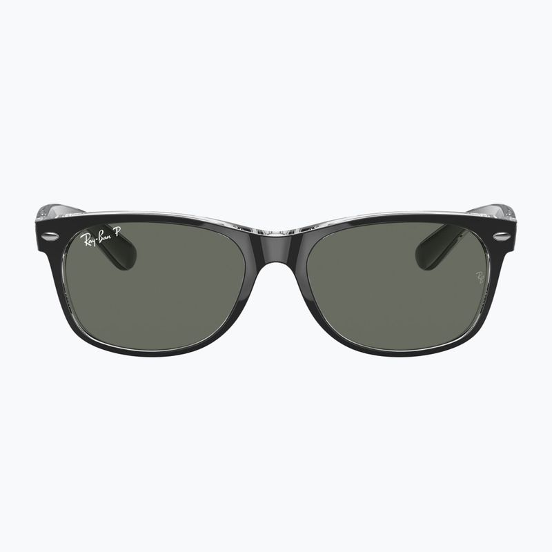 Sonnenbrille Ray-Ban New Wayfarer Classic matte black transparent/green g-15 2