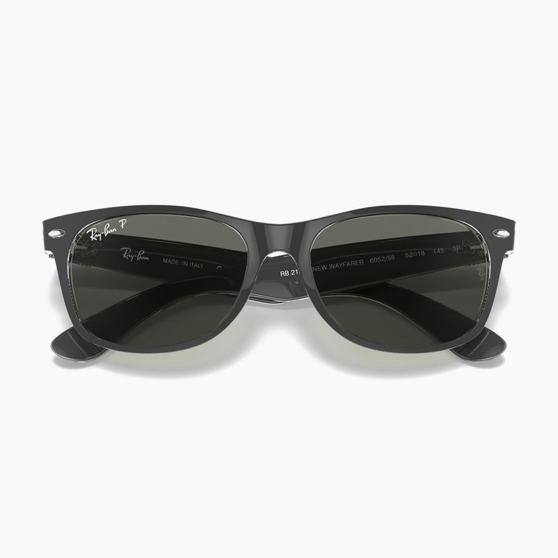 Sonnenbrille Ray-Ban New Wayfarer Classic matte black transparent/green g-15 3