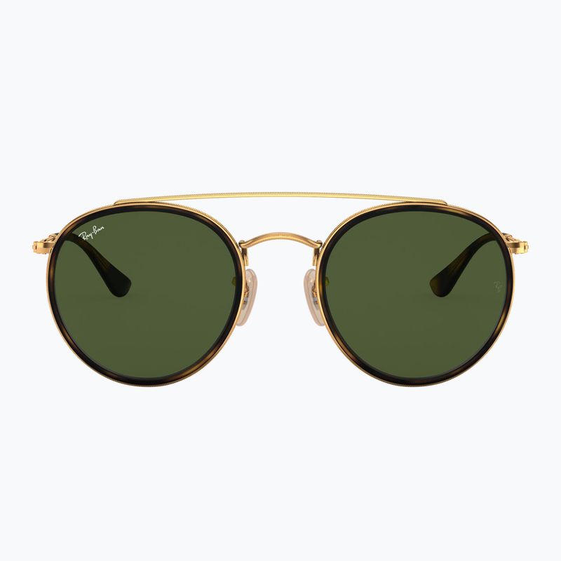 Sonnenbrille Ray-Ban Round Double Bridge arista gold/green g-15 2