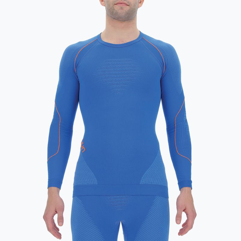 Thermoaktives Herren-Sweatshirt UYN Evolutyon UW Shirt blue/blue/orange shiny 4
