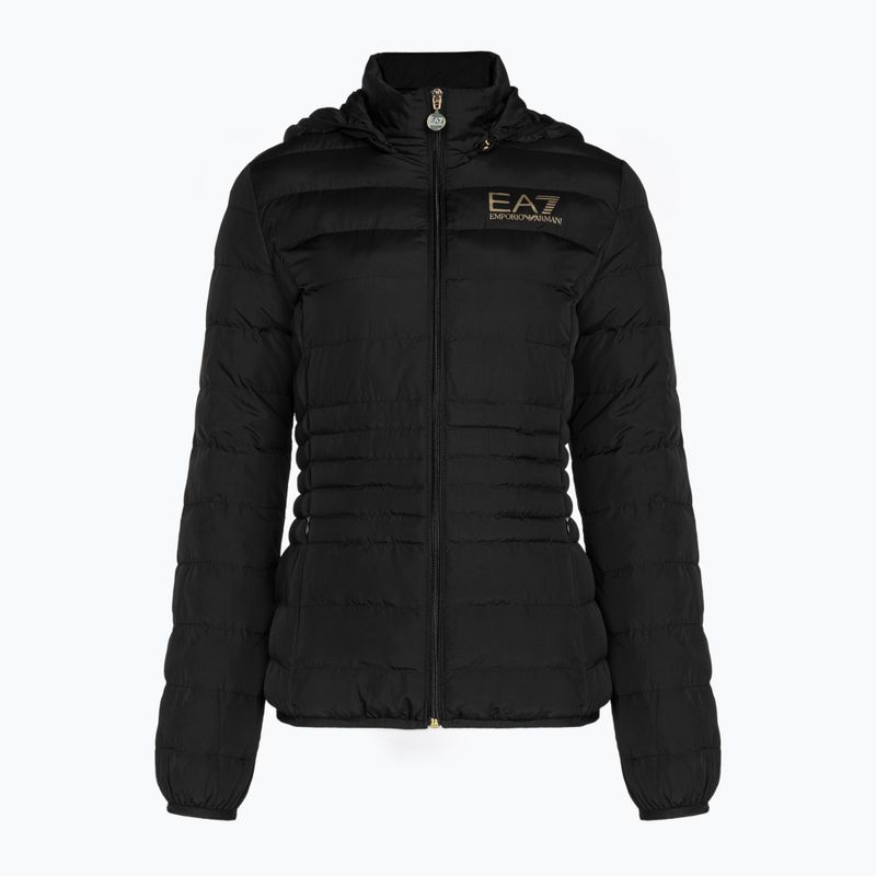 Jacke Damen EA7 Emporio Armani Train Core Lady Eco Down Hoodie black/logo light gold