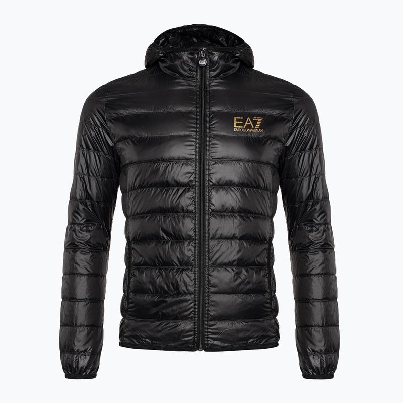 Jacke Herren EA7 Emporio Armani Train Core ID Down Light Hoodie black/gold logo 7