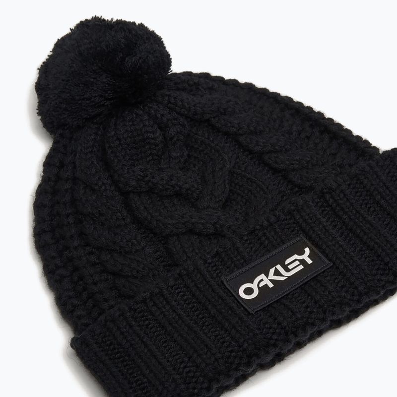 Wintermütze Oakley Harper Pom Beanie black/white logo 2