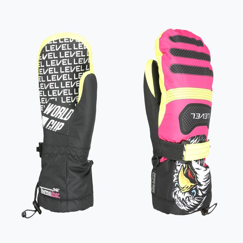 Level Junior Mitt schwarz/gelber Kinder-Skihandschuh