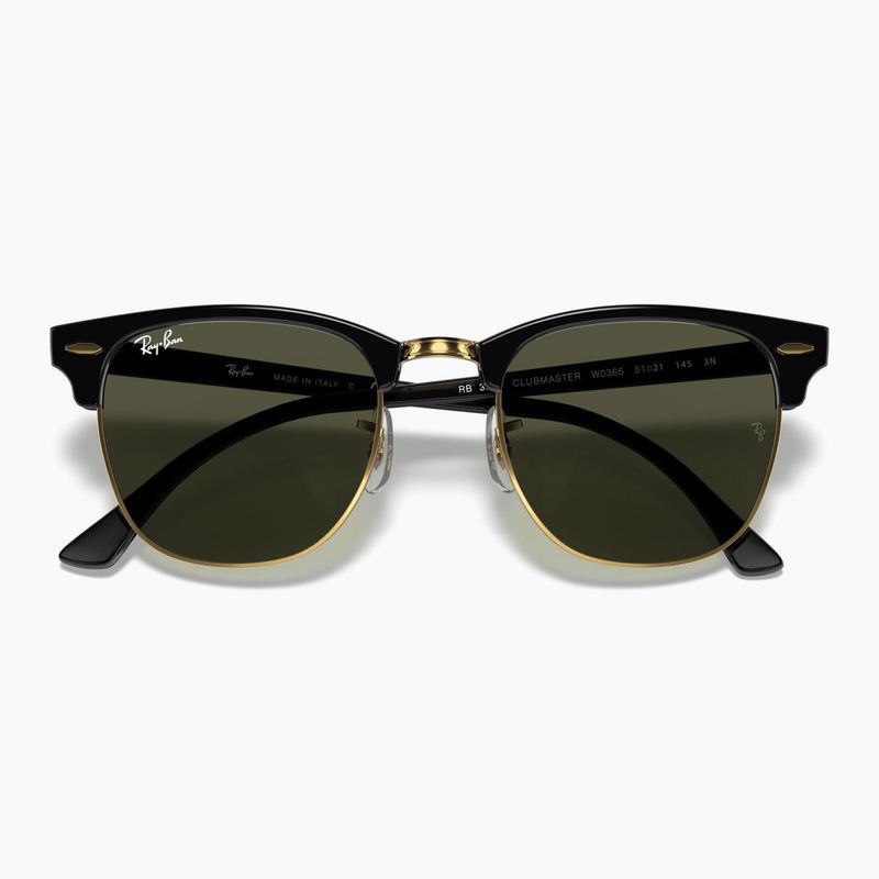 Sonnenbrille Ray-Ban Clubmaster Classic black/gold/green g-15 3