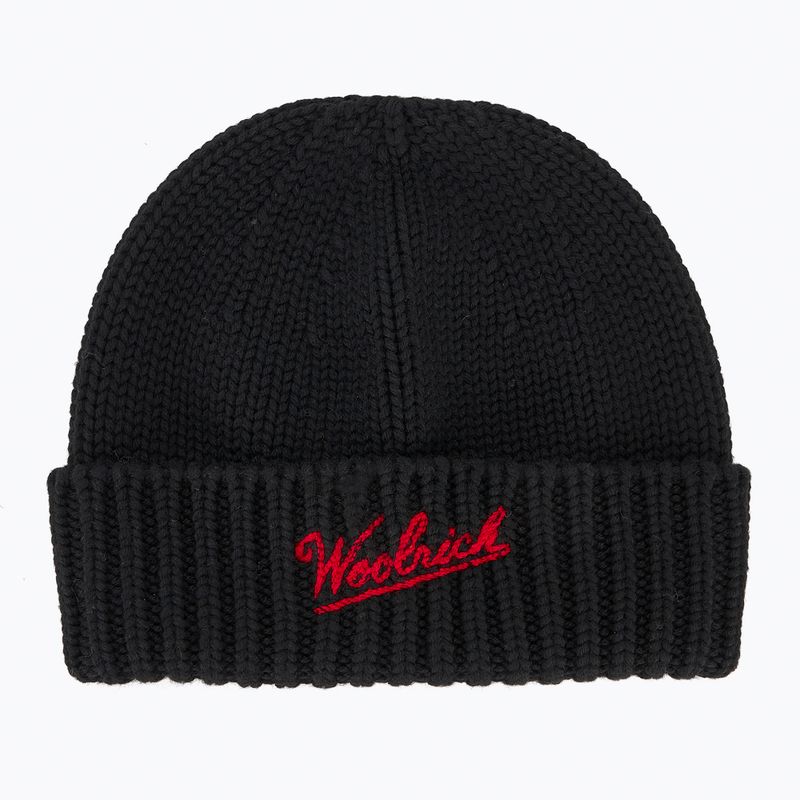Wintermütze Herren Woolrich Merino Wool Logo Beanie black