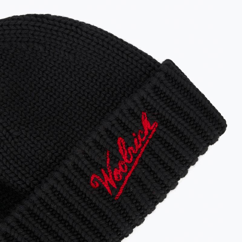 Wintermütze Herren Woolrich Merino Wool Logo Beanie black 3