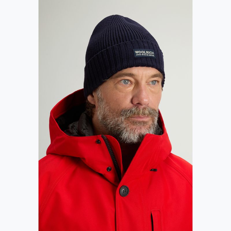 Herren-Wintermütze Woolrich Legacy Patch Beanie melton blue 4