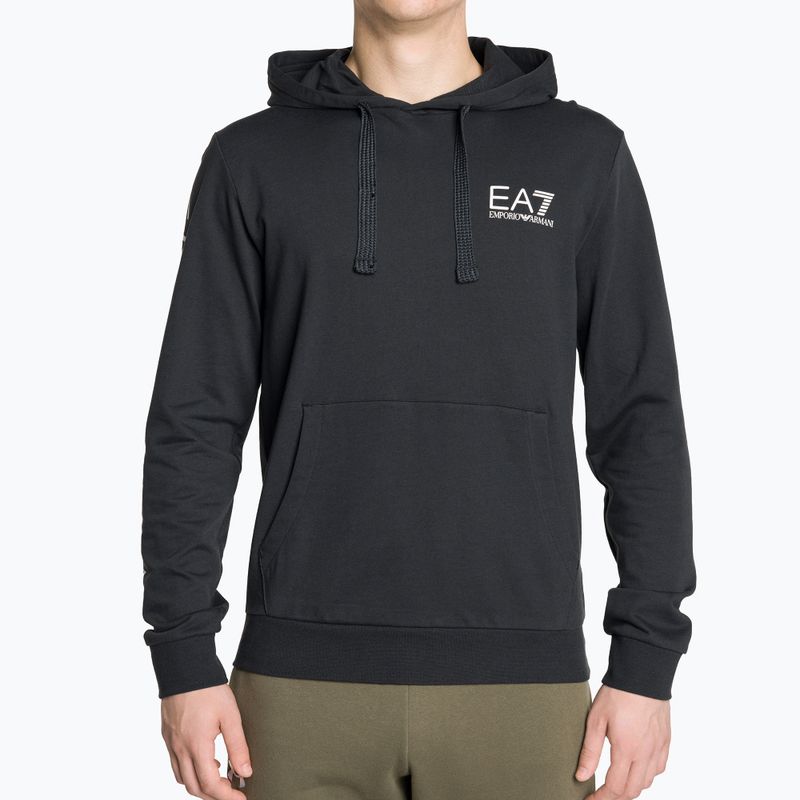 Herren Hoodie Sweatshirt EA7 Emporio Armani Train Logo Series Hoodie Extended Logo Coft night blue/white logo