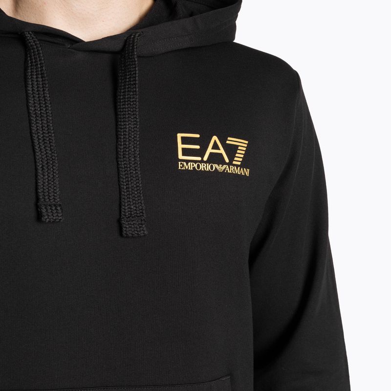 Herren Hoodie Sweatshirt EA7 Emporio Armani Train Logo Series Hoodie Extended Logo Coft black/gold logo 3