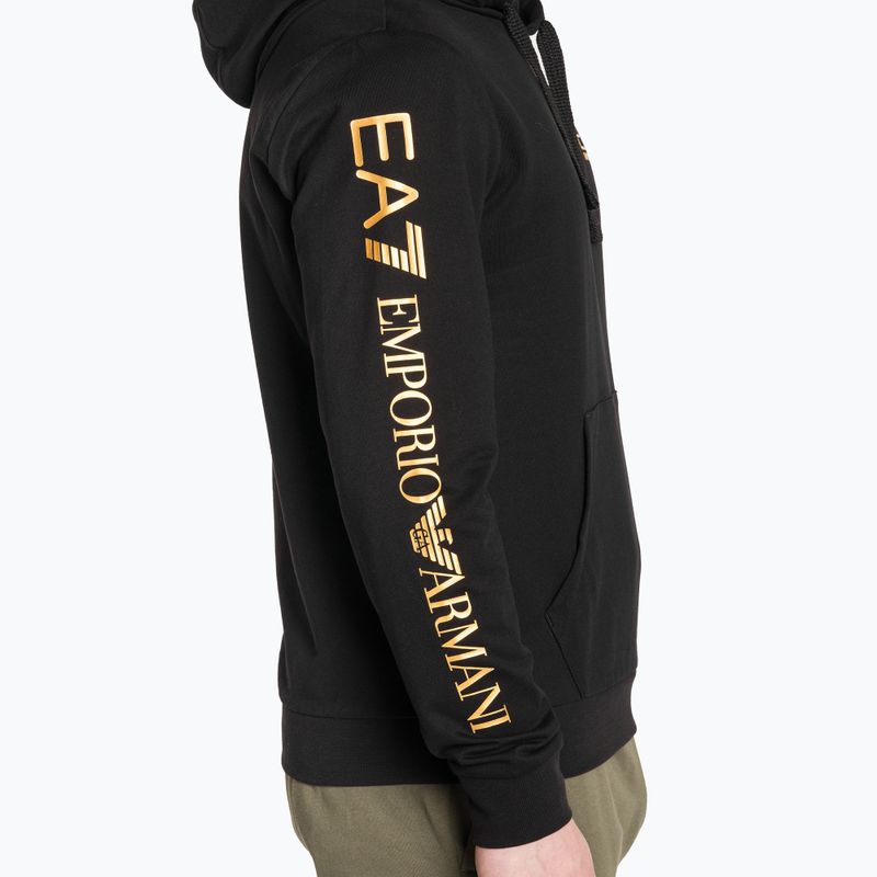 Herren Hoodie Sweatshirt EA7 Emporio Armani Train Logo Series Hoodie Extended Logo Coft black/gold logo 4