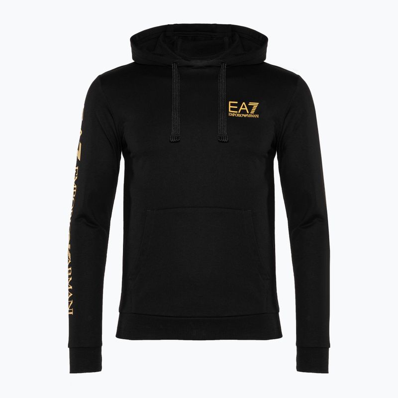 Herren Hoodie Sweatshirt EA7 Emporio Armani Train Logo Series Hoodie Extended Logo Coft black/gold logo 5